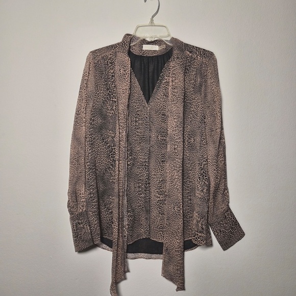 Ramy Brook Luxury Designer 100% Silk Leopard Neck Tie Scarf Top S MSRP $425 - Picture 8 of 13